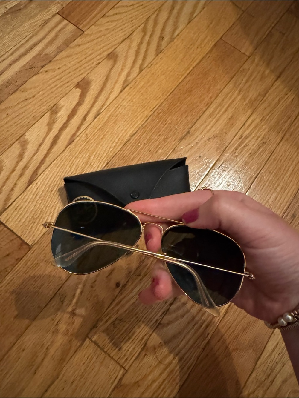 Ray-Ban Sunglasses Case and Gold-Aviator Sunglasses - Black - Picture 3 of 3